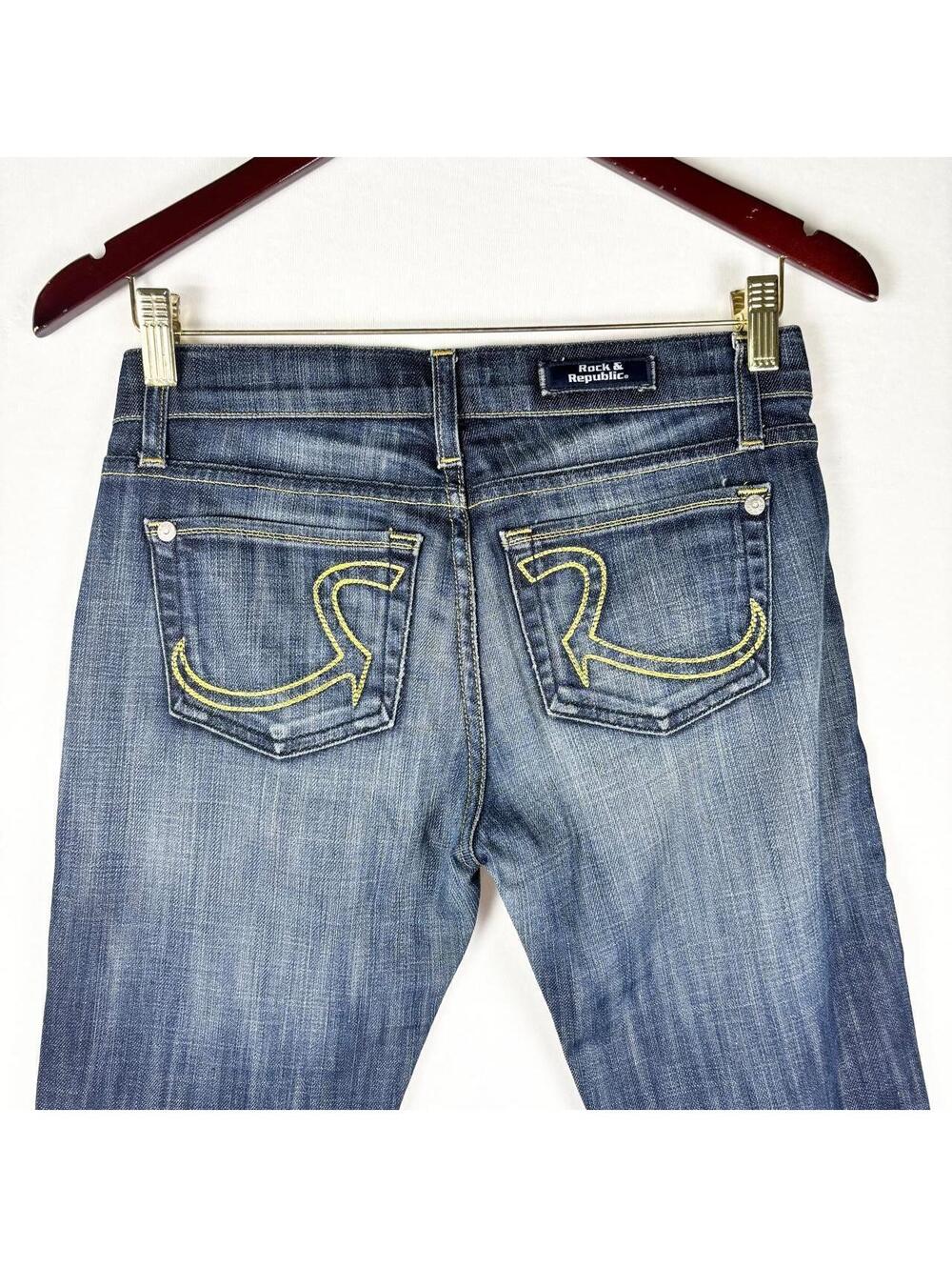 Rock & Republic “Cosbie” Low Rise, Stone Wash Straight Leg Denim